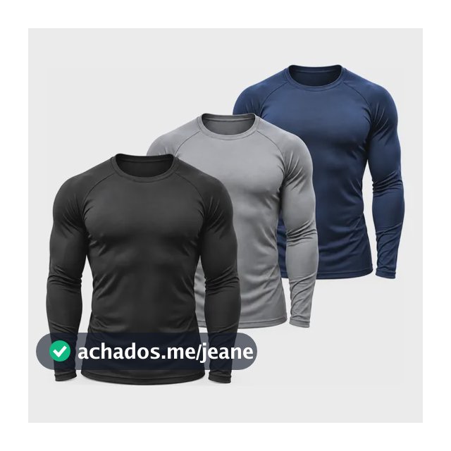 Kit 3 Camisas Proteção Uv Manga Longa Térmicas Segunda Pele Preto/ Azul-marinho/ Chumbo G (44)