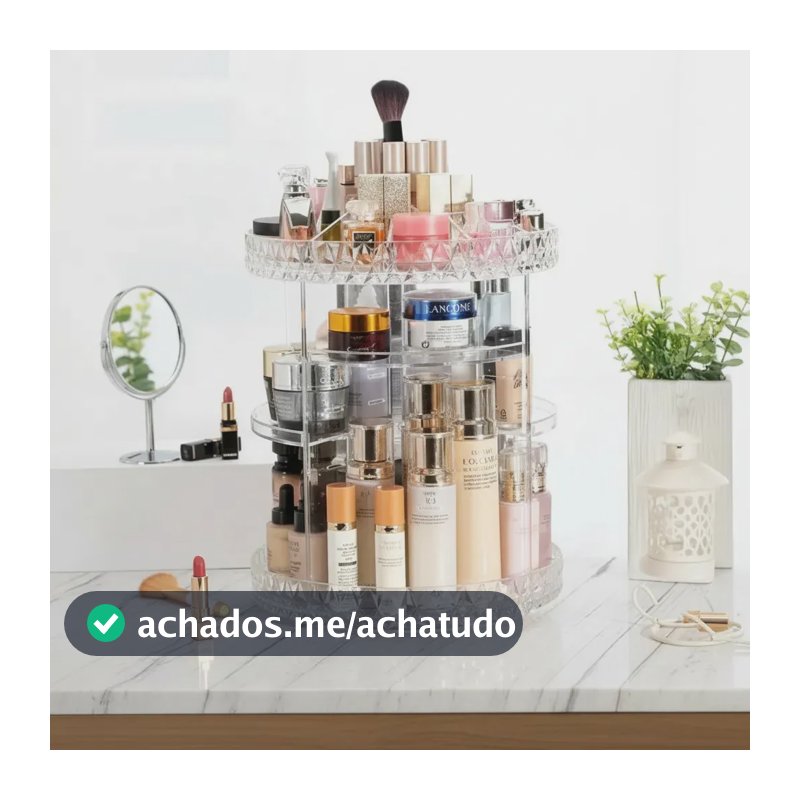 Organizador Maquiagem Pincéis Cosmético Perfumes Giratório 360° Bancada Acrílico Incolor Lobi