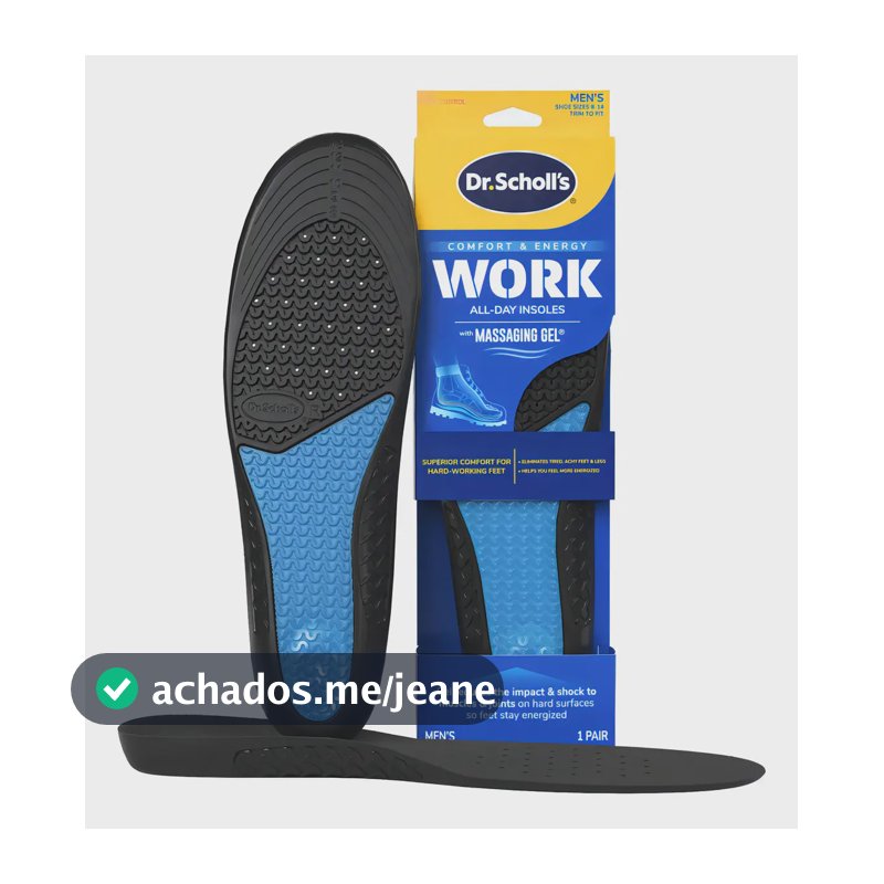 1 Peça De Palmilhas De Gel Dr. Scholl's Work Anti Fadiga Par Preto