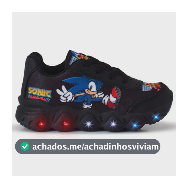 Tênis Infantil Sonic Menino Azul Casual Com Led Super Macio
