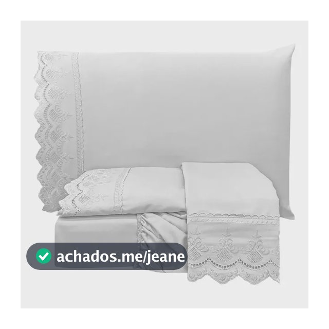 Jogo De Cama Lençol Queen 04 Peças 300 Fios Bordado Inglês Branco