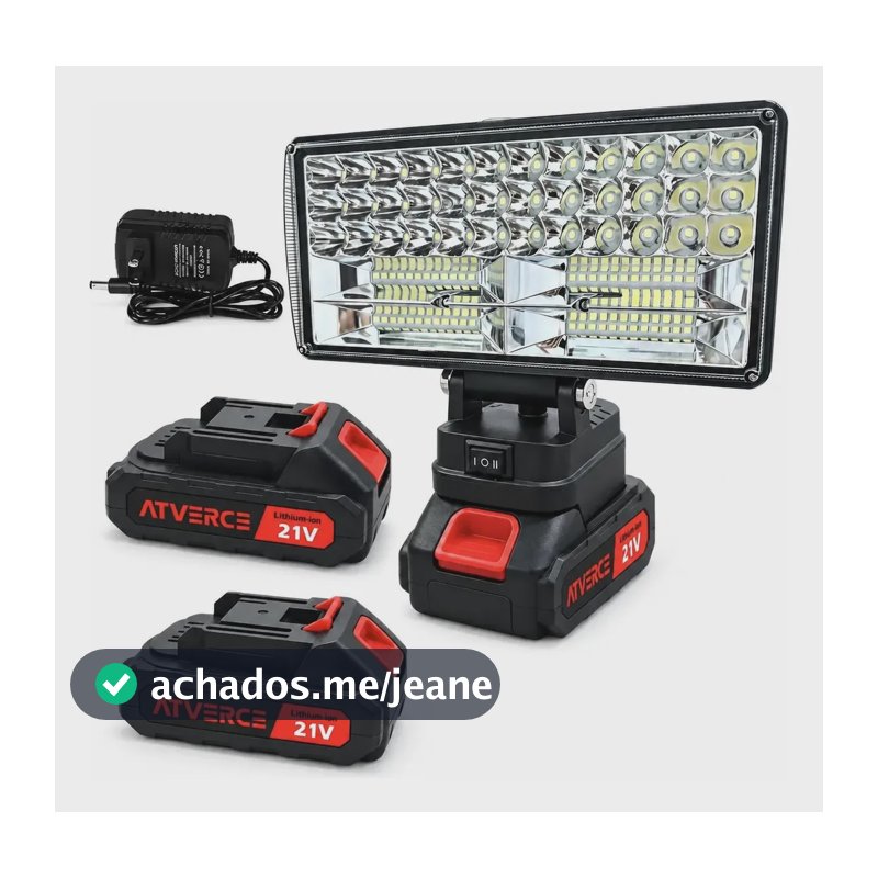 Lanterna Led Recarregável 8 Polegadas Luz De Trabalho E Camp Branco Preto