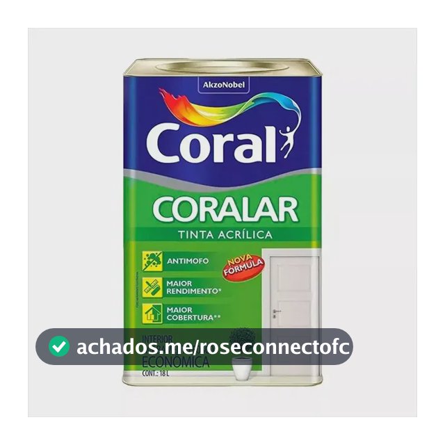 Latex acrílica tinta coral anti mofo branco 18l coralar branco fosco