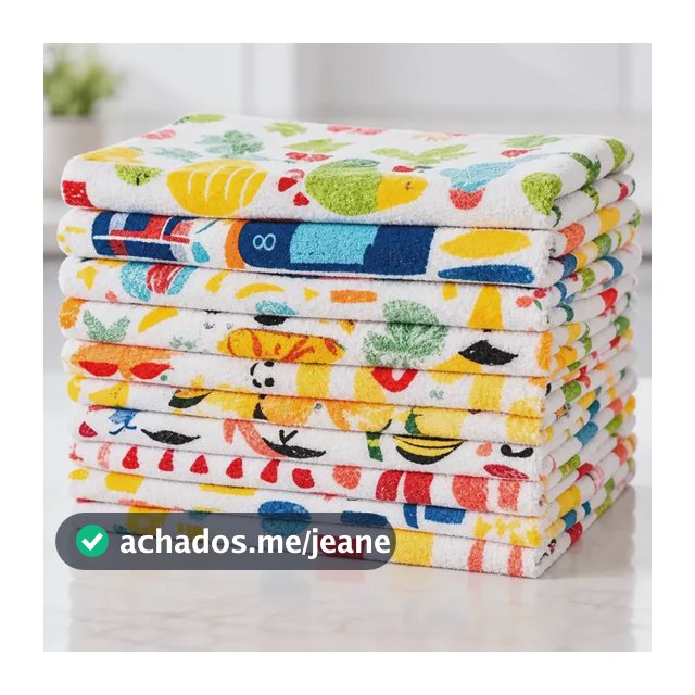 Kit com 10 Panos de Prato Copa Atoalhados Camesa de Algodão