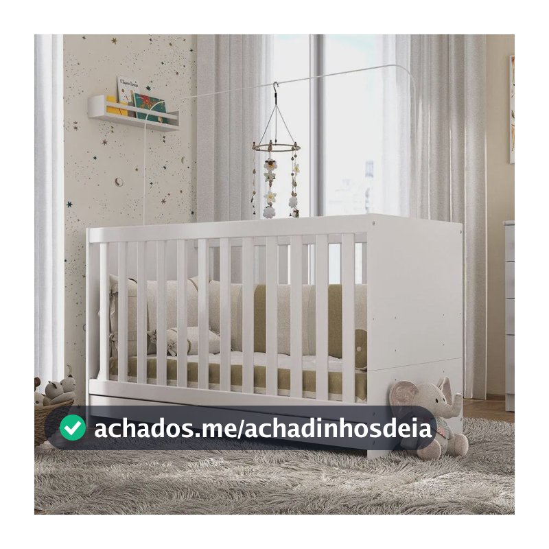 Berço 3 em 1 para Colchão 60 x 130cm vira sofá e minicama 3 anos de garantia Multimóveis Branco