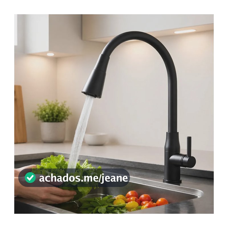 Torneira Gourmet Cozinha Mesa Bancada Pia Flexível Preta Abs Aquattro