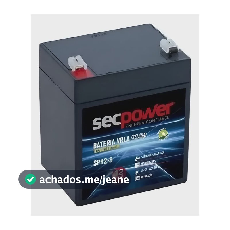 Bateria Selada VRLA AGM 12V 5Ah SecPower SP12-5 Para Philco PHT3000 PHT5000
