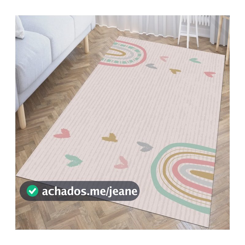 Tapete Infantil De Veludo Arcoletas 120x60 Antiderrapante Cor Bege
