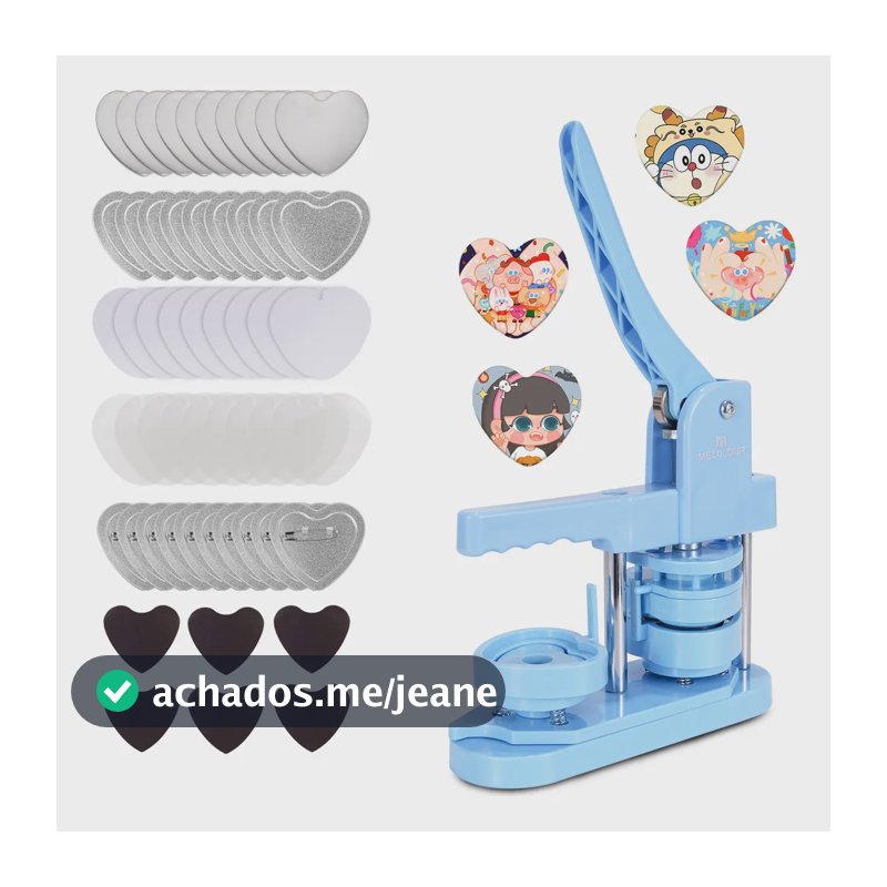 Máquinas Advertising Photobots Estilo Coração Pins E Bottons Azul Máquina Estilo Coração + 50 Imãs De Geladeira+50 Emblemas Mecolour