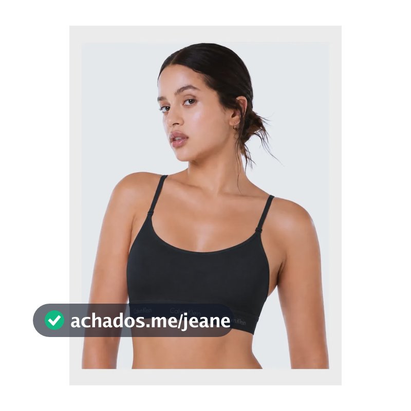 Top Sutiã Calvin Klein Algodão Ck Alças Ajustáveis Original Preto Liso M