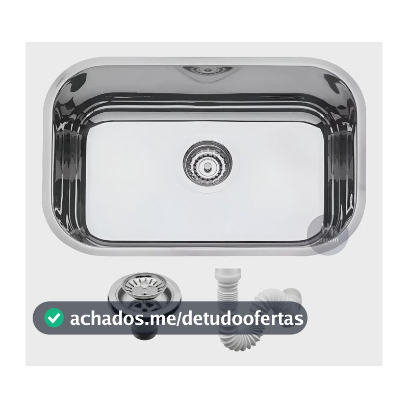 Cuba Pia N1-14 46x30x14cm Inox 430 Cozinha Válvula Sifão Prateado