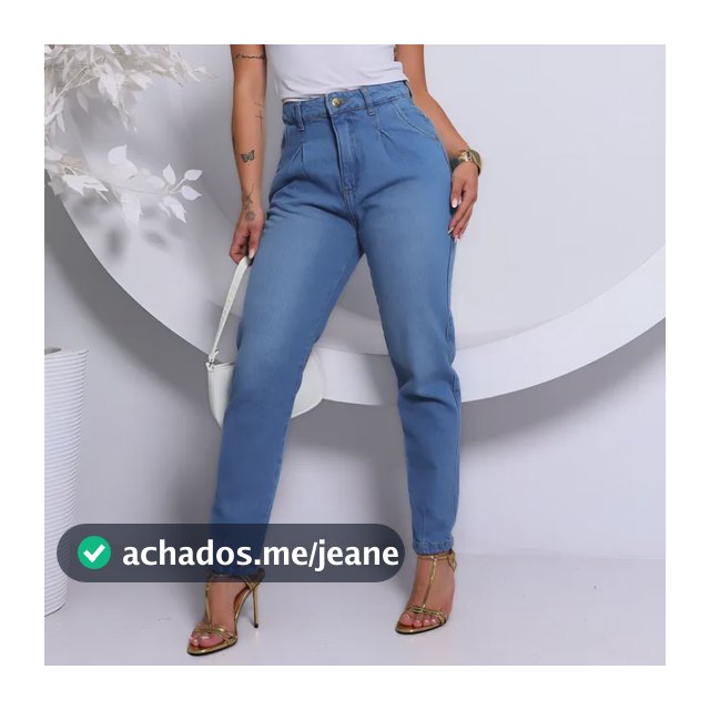 Calça Mom Jeans Feminina Cós Alto Com Pregas Levanta Bumbum