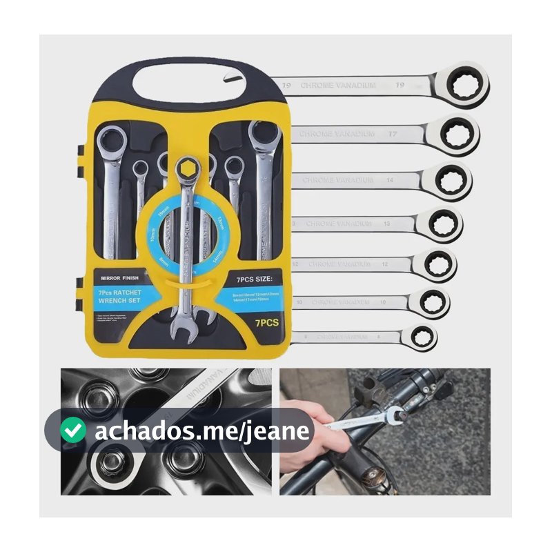 7pçs Chave De Engrenagem Combinada Catracada Conjunto 8-19mm Prateado