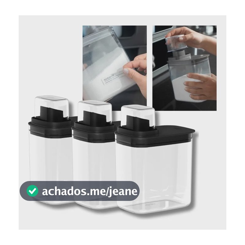 Kit 3 Porta Sabão Amaciante Dispenser Flow Lavanderia Ou Cor Preto