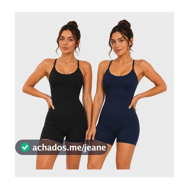 Kit 2 Macaquinho Fitness Feminino Curto Academia Treino Preto E Azul P