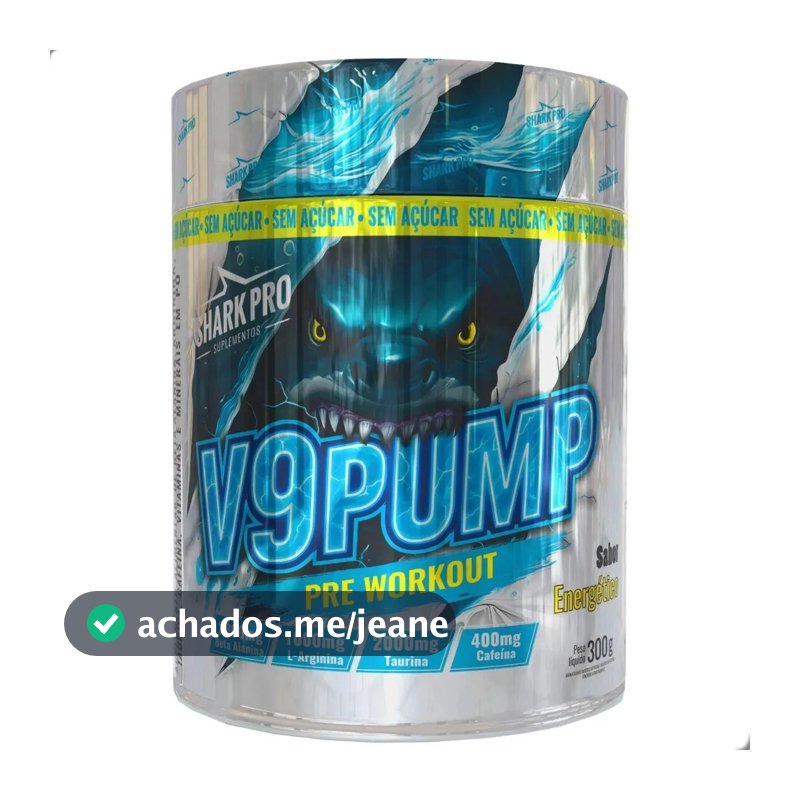 Pre Workout V9 Pump 300g Shark Pro Sabor Energético