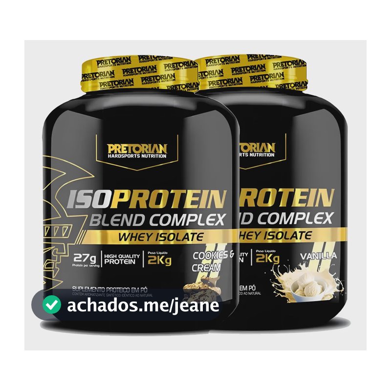 Pretorian Kit 2 Suplementos Whey Protein Isolado Blend Complex Sabor Cookies + Baunilha 2kg