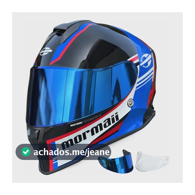 Capacete Personalizado Fechado Preto/vermelho/azul Brilho