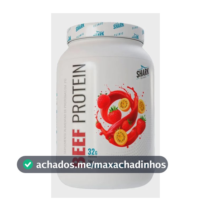 Proteína Shark Pro Beef Colageno Hidrolisado Morango 900g em pó x 900g