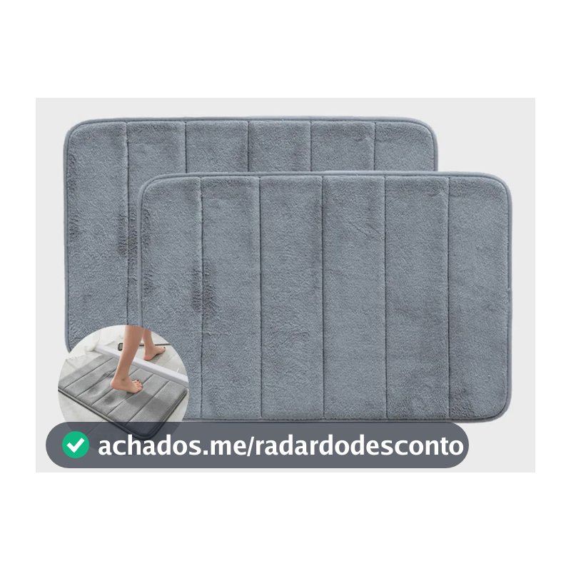 Kit 2 Tapetes Felpudos Banheiro Antiderrapantes 60x40cm Cinza Geométrico