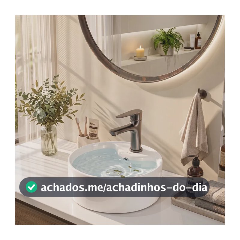 Cuba de Apoio Redonda Winda 30cm Cerâmica Branca Premium Hidrófuga Fácil Limpeza com Furo para Torneira Banheiro Lavabo