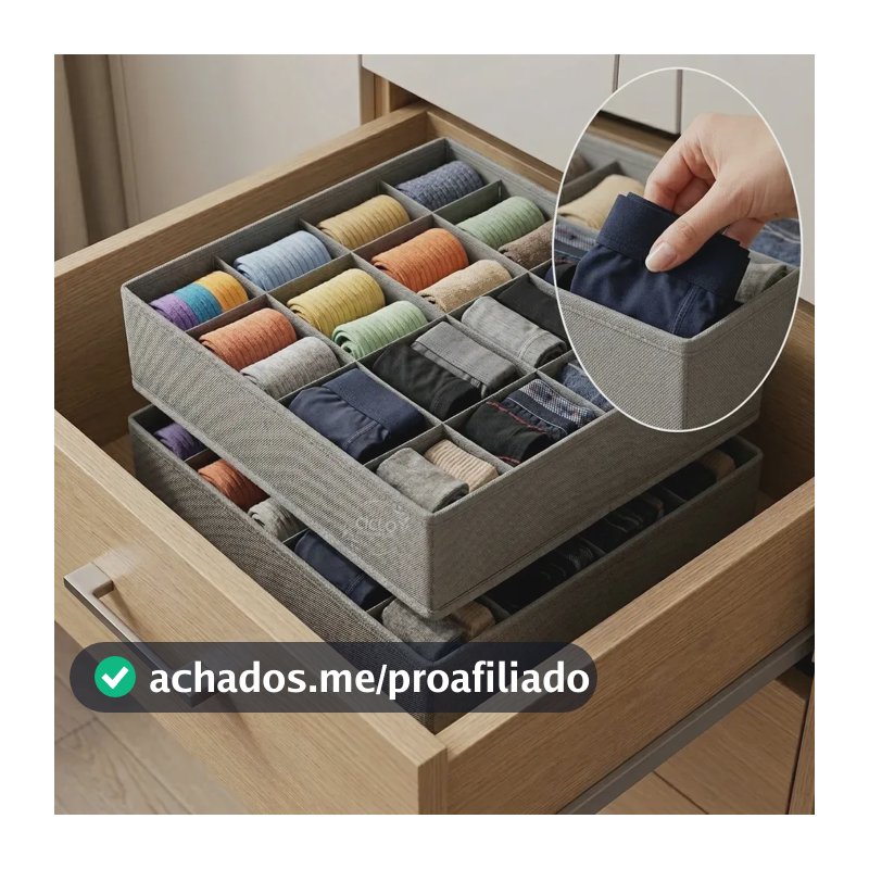 Kit 2 Organizador Colmeia De Roupas Gaveta Guarda Roupa 24 Divisórias Ciclo Alternativa Cor Cinza