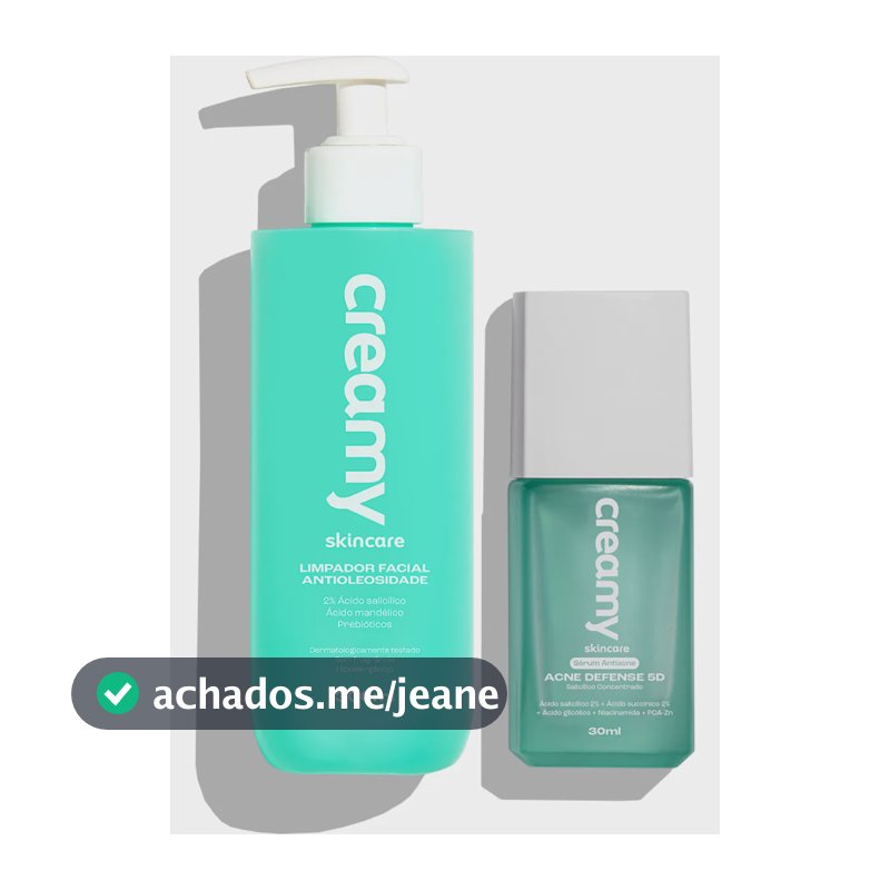 Kit Duo Antiacne E Antioleosidade Creamy - Limpador Antioleosidade 300ml + Acne Defense 5d 30ml
