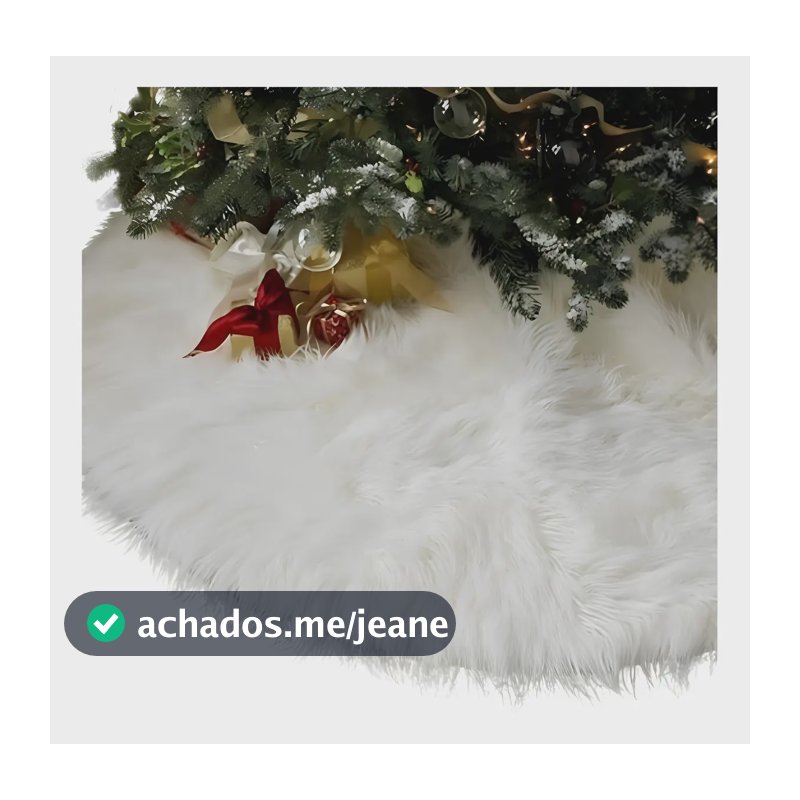 Saia P/ Arvore De Natal Pelúcia Pelo Alto 7cm Branco 90cm