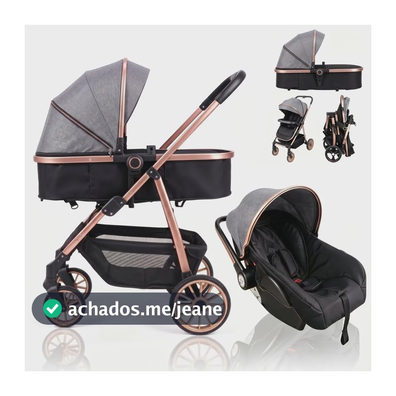 3 Em 1 Carrinho Bebé ,dobrável,versátil E Prático Inclui bebê-conforto Nascidos Converte-se em modo moisés conta com cinto de segurança de 5 pontos e sistema ideal para passeios diários e compras cas