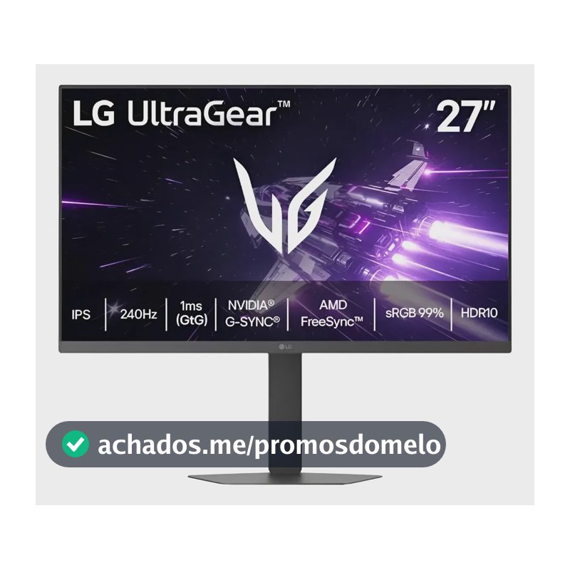 LG UltraGear Monitor Gamer 27" IPS 240Hz 1ms (GtG) Full HD (1920x1080) sRGB 99% HDMI 2.0 NVIDIA G-SYNC AMD FreeSync Premium, Preto - 27G440A