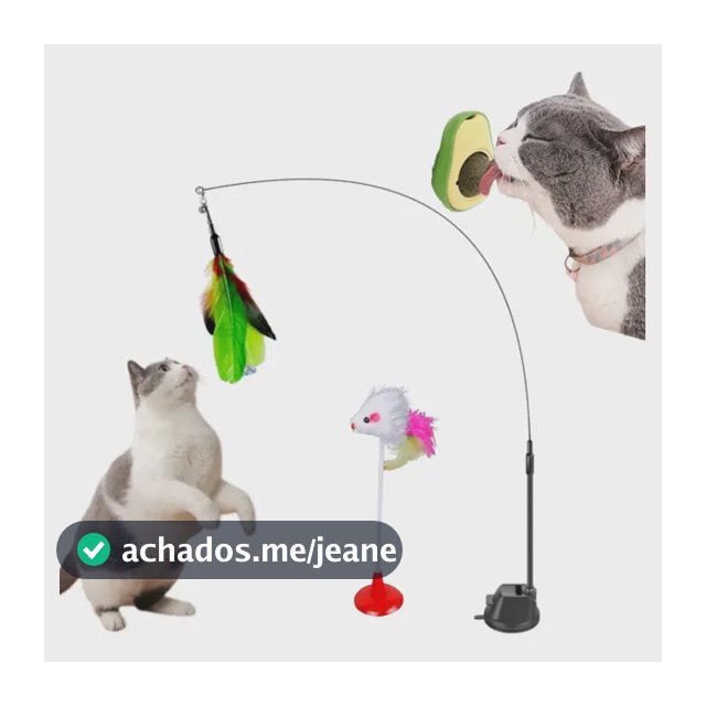 2 Brinquedo Gato Varinha Com Ventosa + Bolinha Catnip Erva