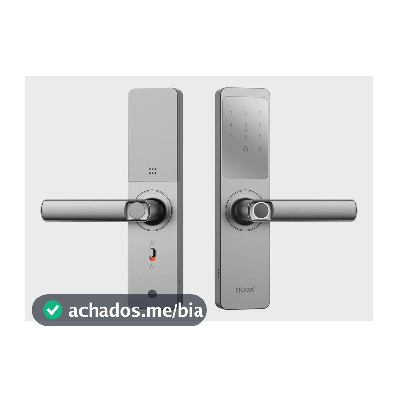 Fechadura Digital Inteligente Biometria Lyra Wifi Ekaza Alumínio Prateado