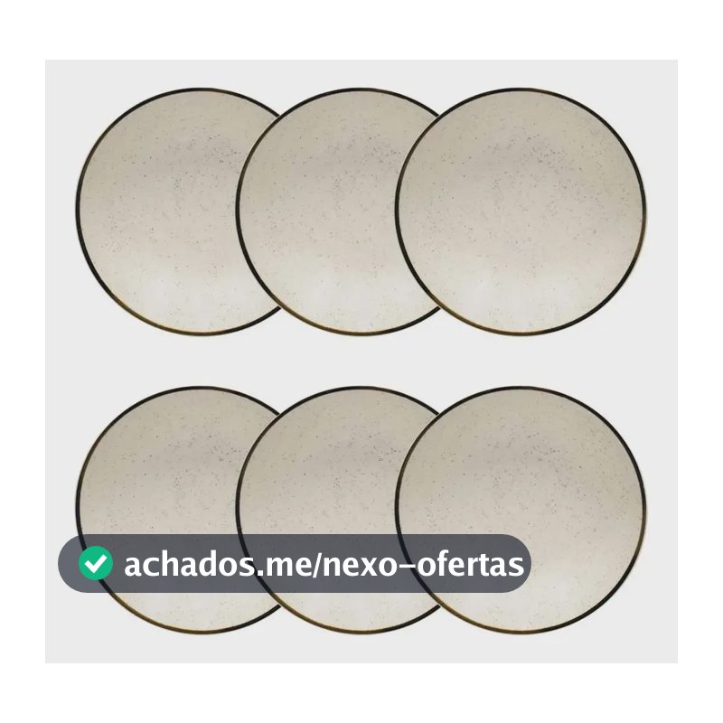Jogo 6 Pratos Fundos Rustico Brisa 20,5cm Oxford Porcelanas