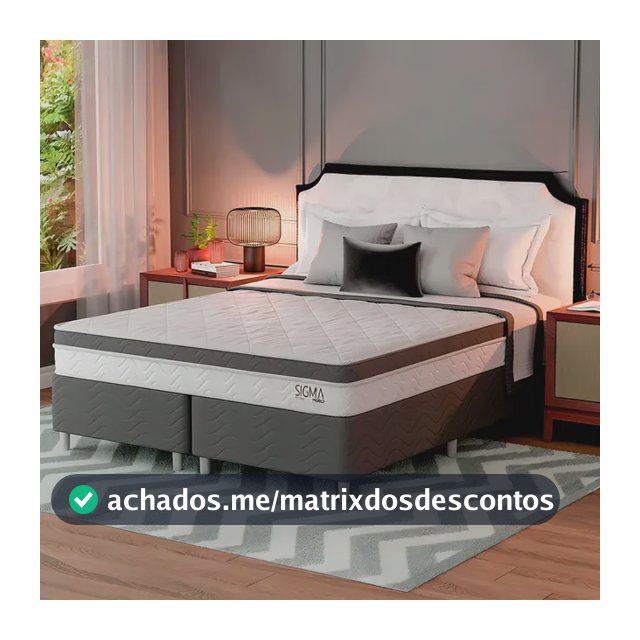 Cama Box Queen Modern Sigma Branco com Colchão Molas Ensacadas Euro Pillow