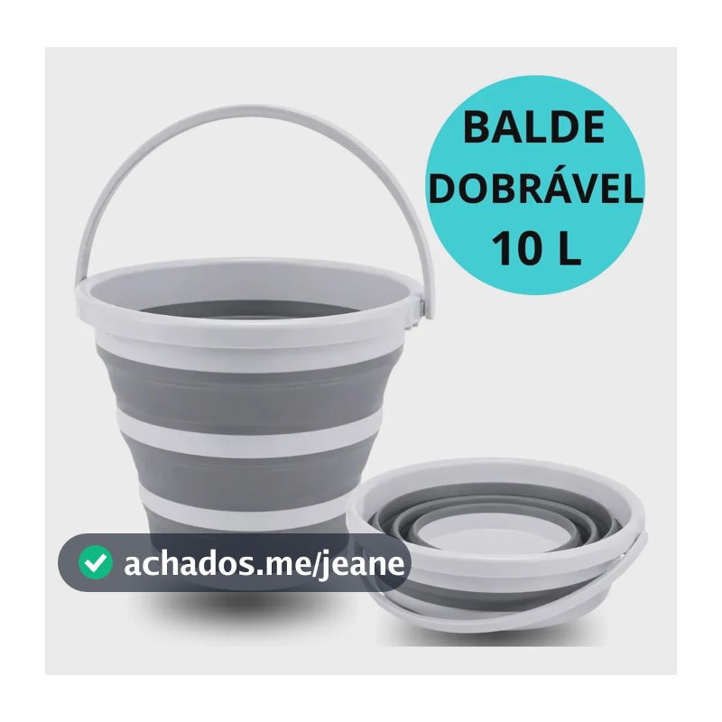 Balde Dobrável Retrátil Flexível 10l Silicone Alça Powermaid