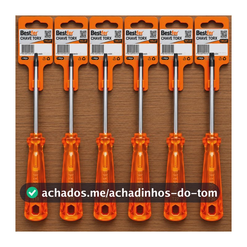 Jogo Chave Torx Kit 6 Peças Alta Qualidade Laranja