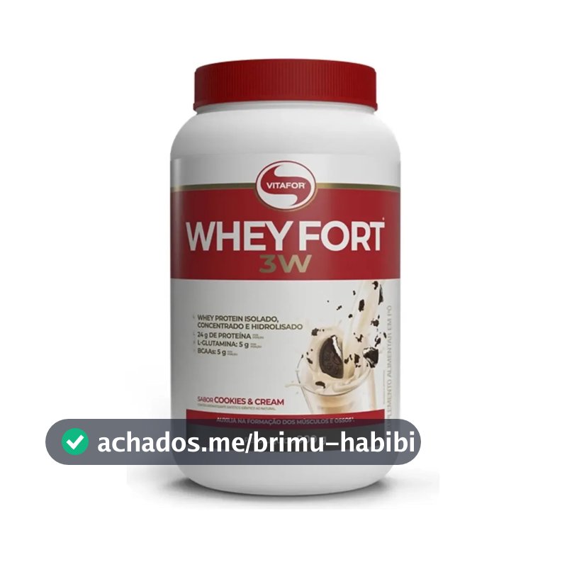 Whey Fort 3w 900g - Vitafor Sabor Cookies And Cream