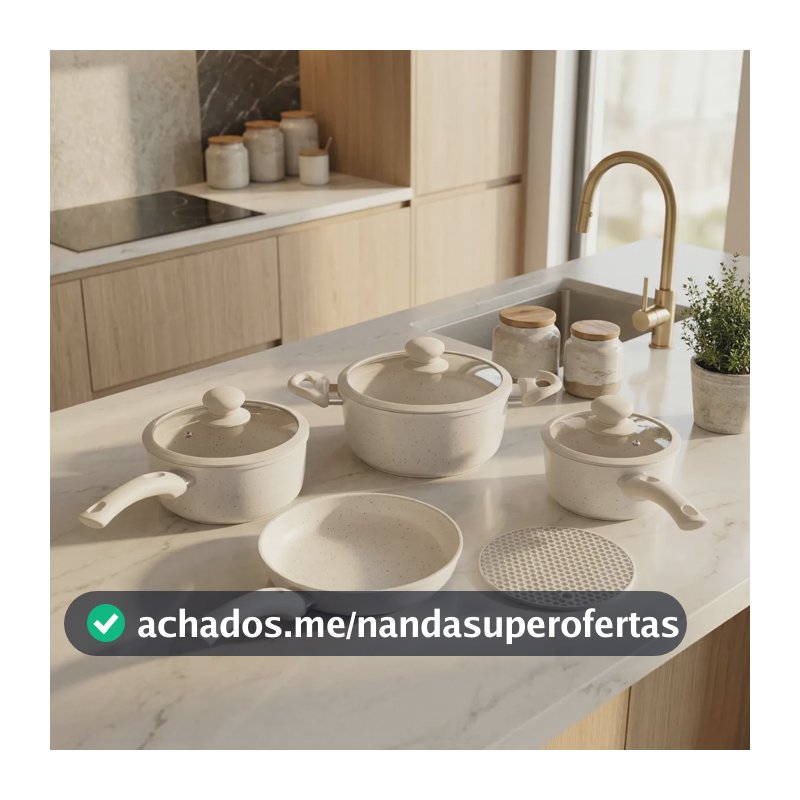 Jogo Panela Ceramica Antiaderente 5pç Tampa Silicone Induçao Bege