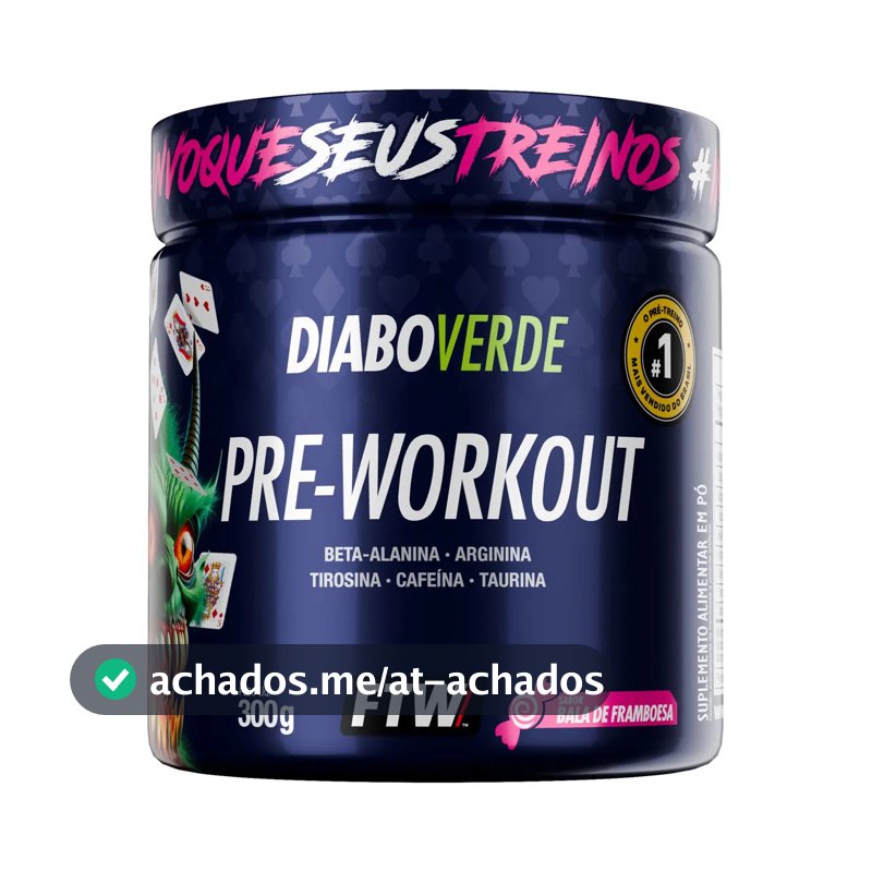 Pré Treino Pre Workout DIABO VERDE Pote 300g Sabor Bala De Framboesa Ftw