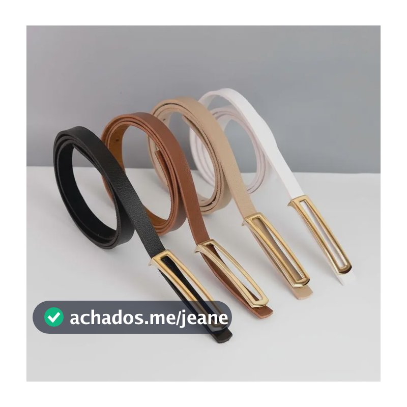 Kit 4 Cinto Feminino Fino Elegante Couro Sintético Social Branco/preto/marrom/nude Único