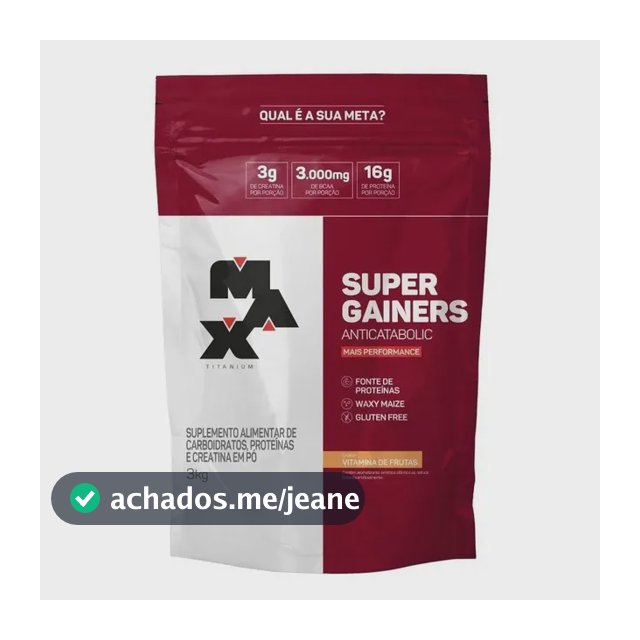 Hipercalórico 3kg Super Gainers Max Titanium Vitamina de Frutas Alto Valor Calórico