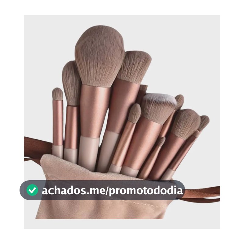 Kit Pincel De Maquiagem Com 13 Unidades Sombra Blush Cor Marrom