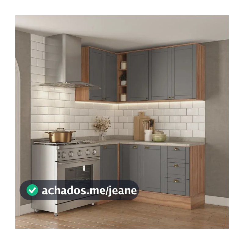 Armário De Cozinha Completa Milla Bee Fit Carraro Cinza Cinza Titânio