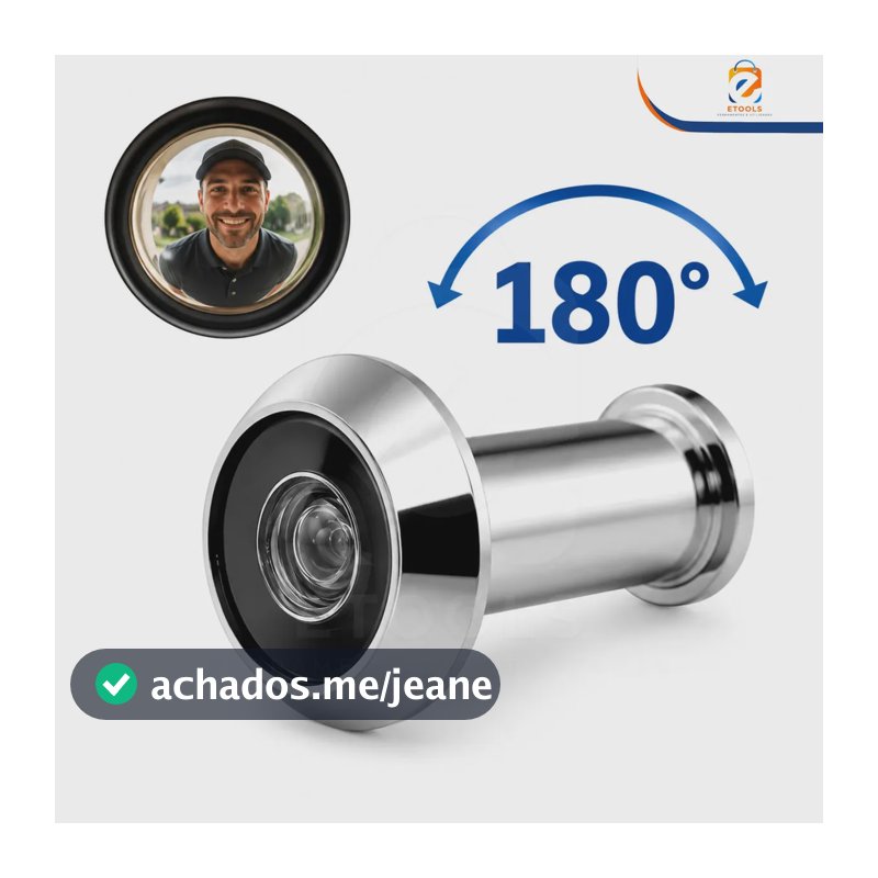 Visor Olho Mágico Cromado Etools Ferramentas Latão Para Portas 35 a 52mm Portão 180 Graus