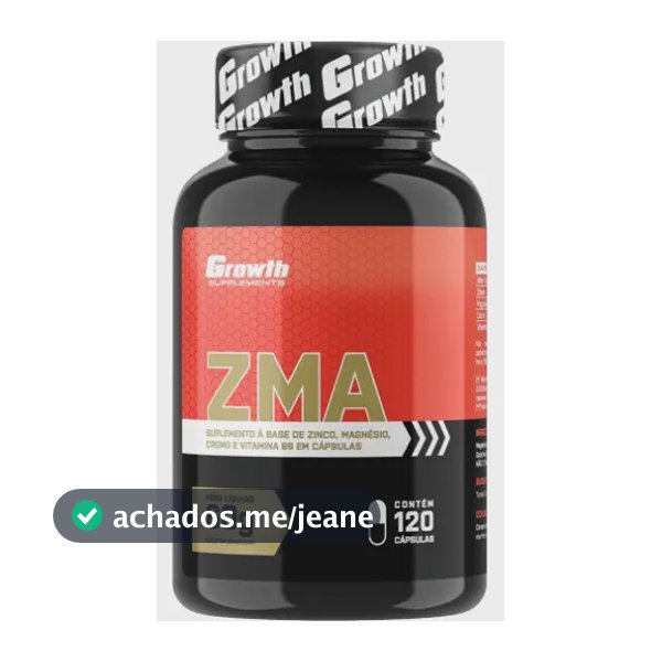 Zma Growth 120 Capsulas Zinco Magnezio Cromo Vitamina B6 Sabor Natural