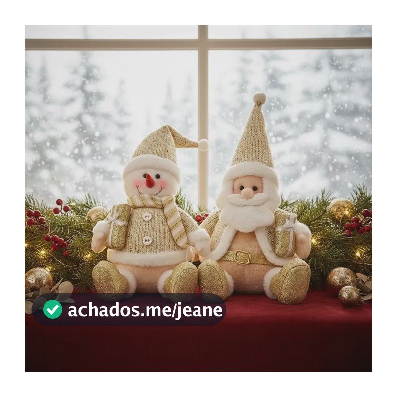 Kit Papai Noel Boneco De Neve Enfeite Natalino Super Luxuoso Dourado Nao Se Aplica