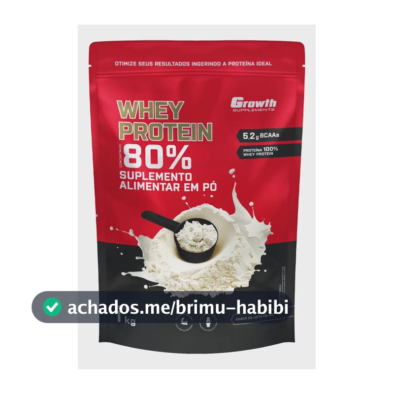 Proteína Growth Supplements Whey concentrado em pó sabor Leite em Pó x 1kg