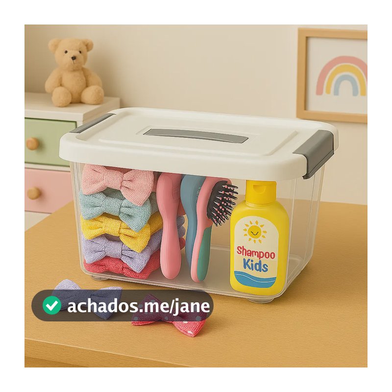 Caixa Container Cesto Multiuso Com Tampa 3 Litros - Branca Transparente Com Tampa Branca