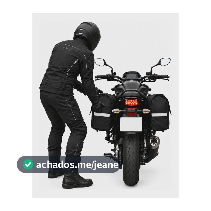 Alforge Lateral Baslu 60L para Moto Universal Preto com Faixas Refletivas