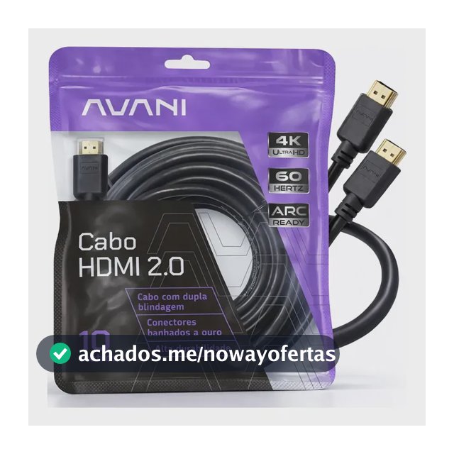 Cabo HDMI 10m Reforçado Dupla Blindagem Alta Durabilidade Versão 2.0 4K Ultra HD HDR ARC CEC Ethernet Conector Banhado a Ouro 10 metros